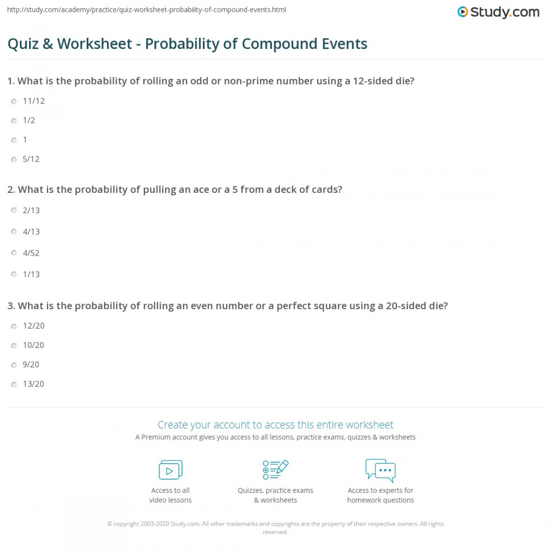 Quiz & Worksheet - Probability of Compound Events  Study