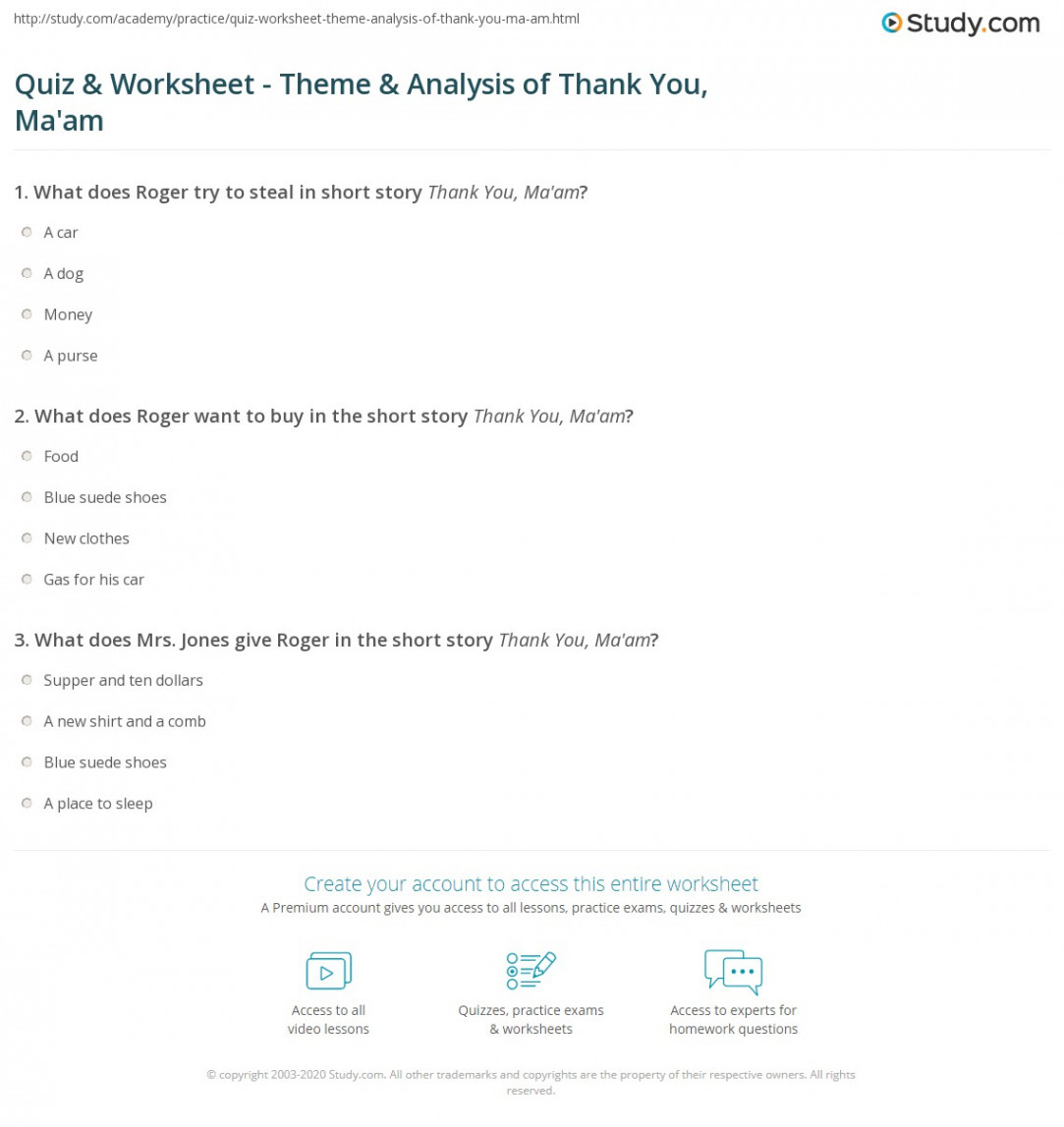 Quiz & Worksheet - Theme & Analysis of Thank You, Ma