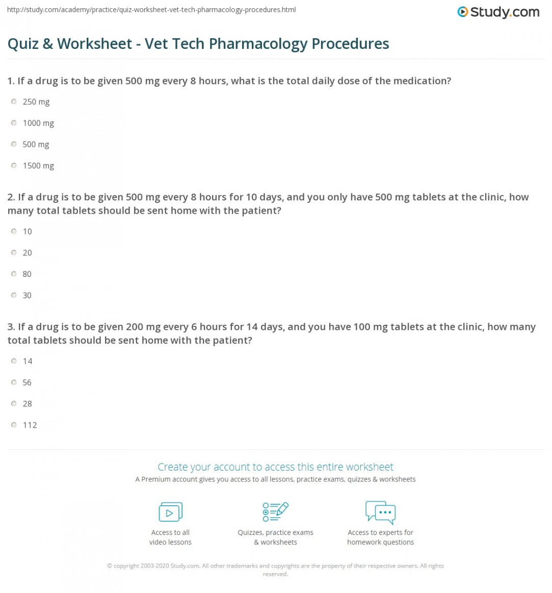 Quiz & Worksheet - Vet Tech Pharmacology Procedures  Study