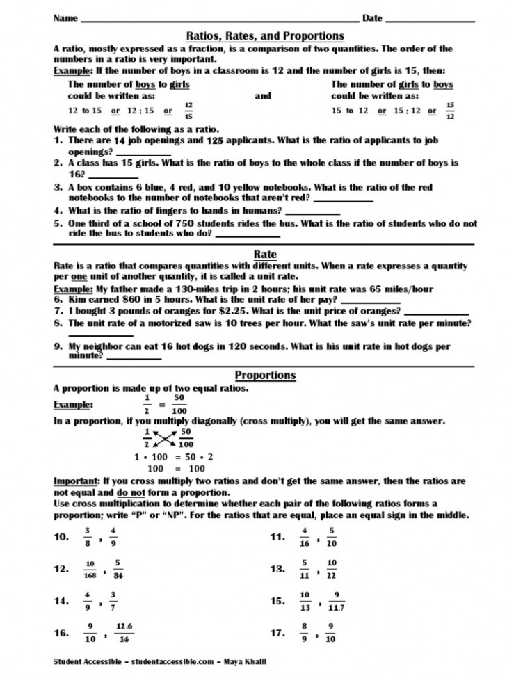 Ratios Rates and Proportions Worksheet  PDF  Ratio  Elementary