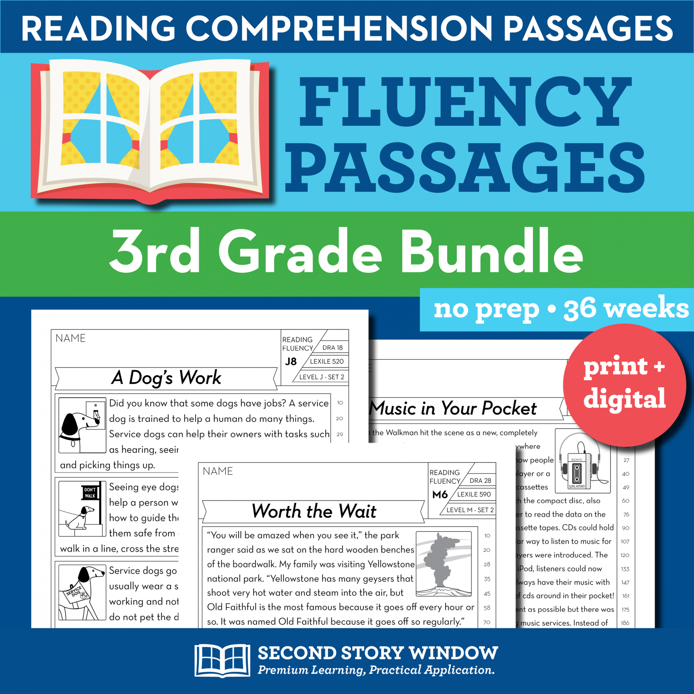 rd Grade Fluency Passages + Comprehension Worksheets