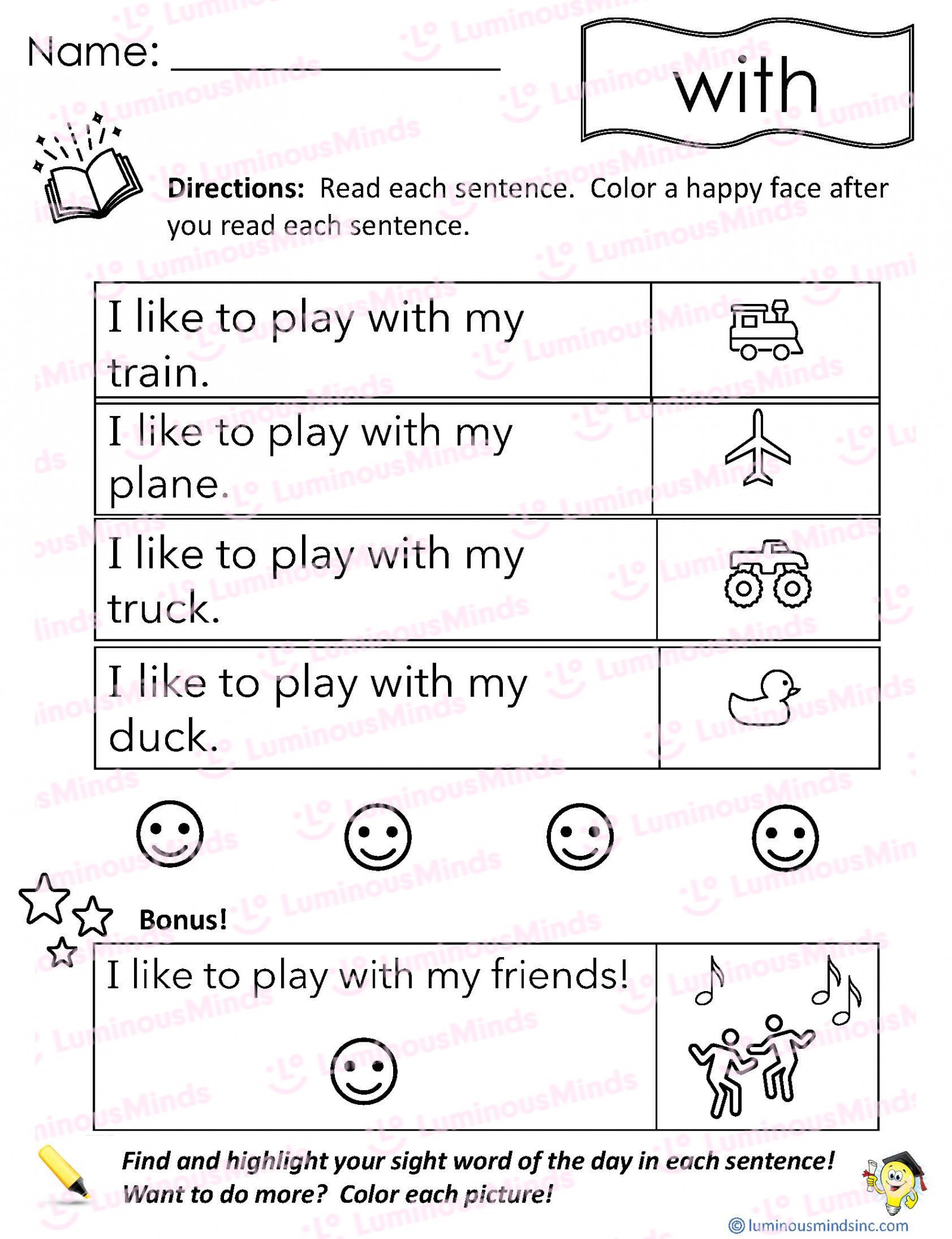 Reading with Sight Word: with