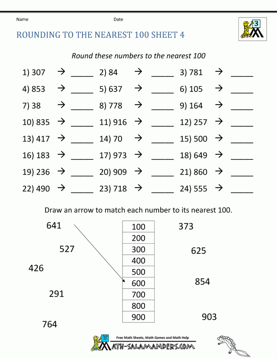 Rounding to the nearest  Worksheets