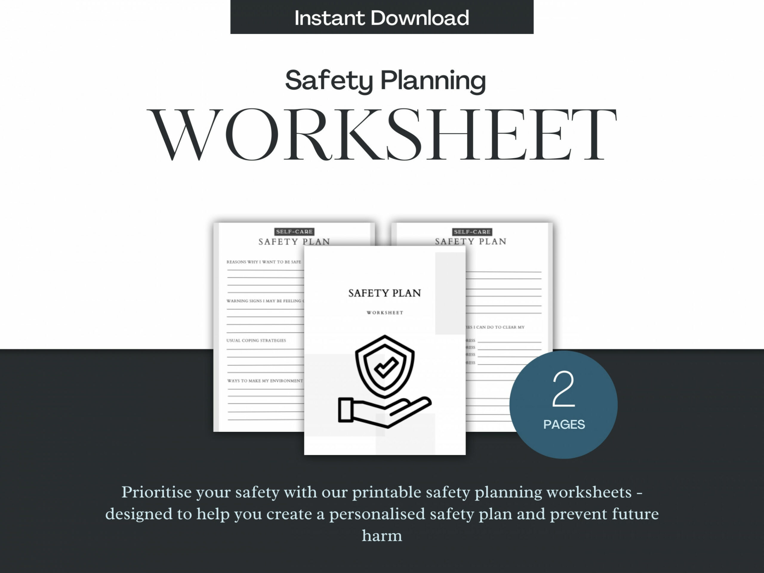 Safety Planning Mental Health Worksheets Printable and - Etsy