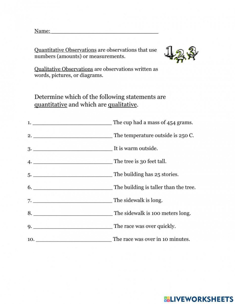 Science Quantitative-Qualitative -- worksheet  Live Worksheets