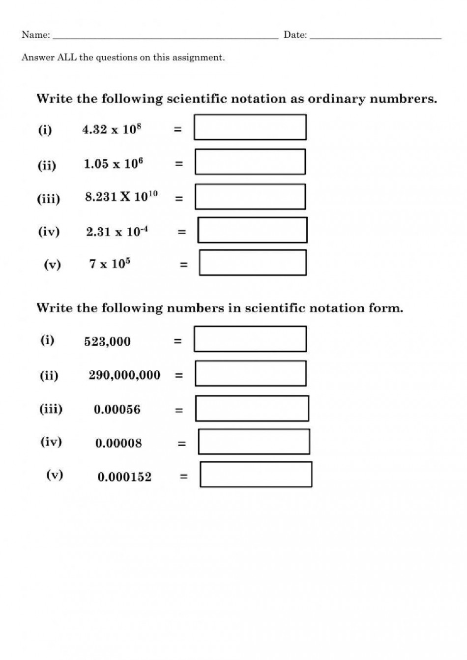 Scientific Notation interactive worksheet  Live Worksheets