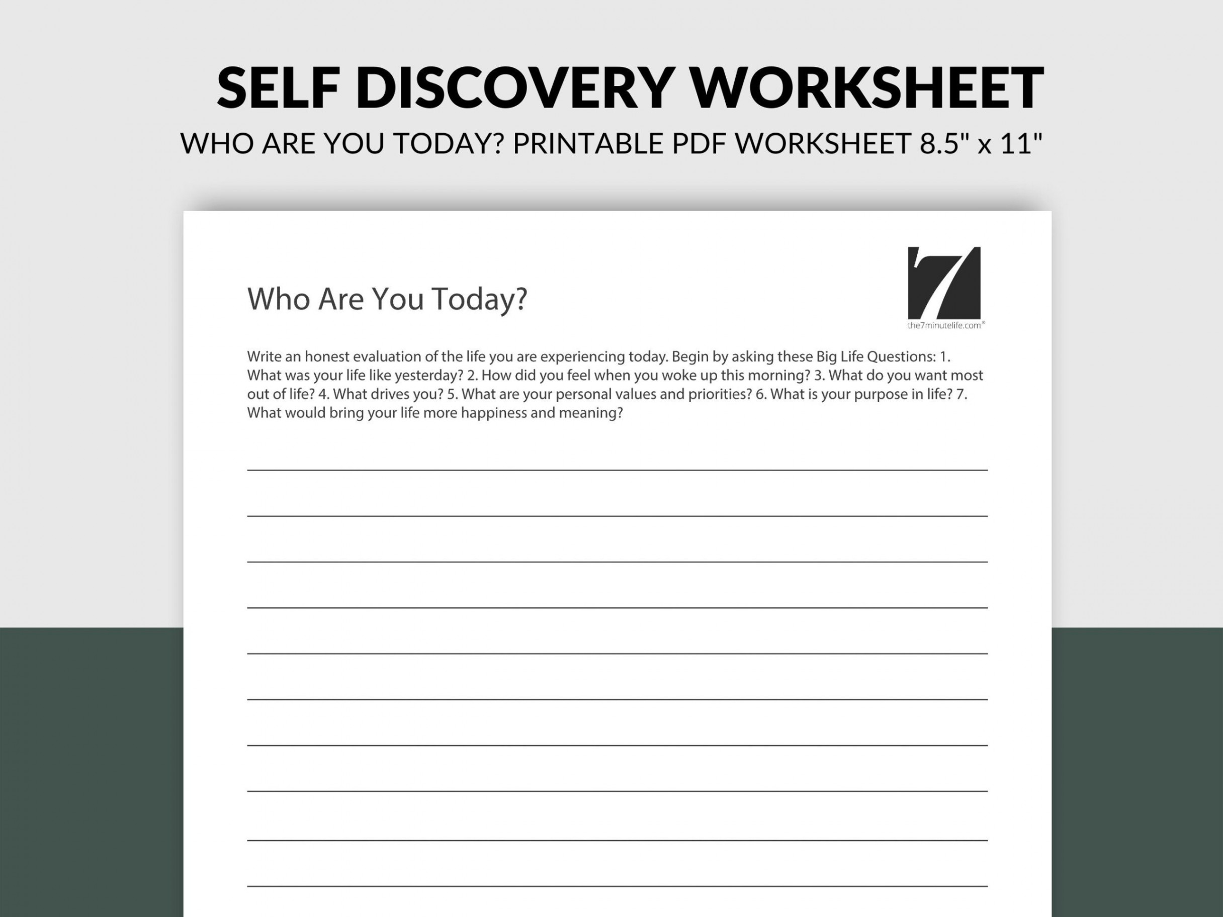 Self Discovery and Life Purpose Worksheet - The  Minute Life