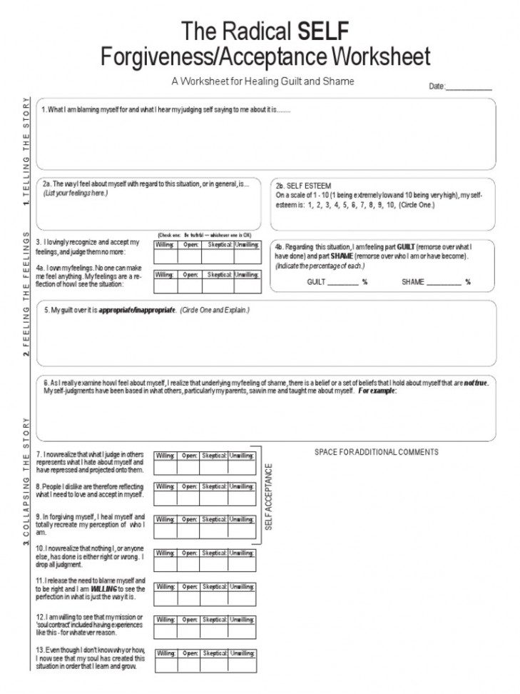 Self Forgiveness Self Acceptance Worksheet PDF  PDF  Shame