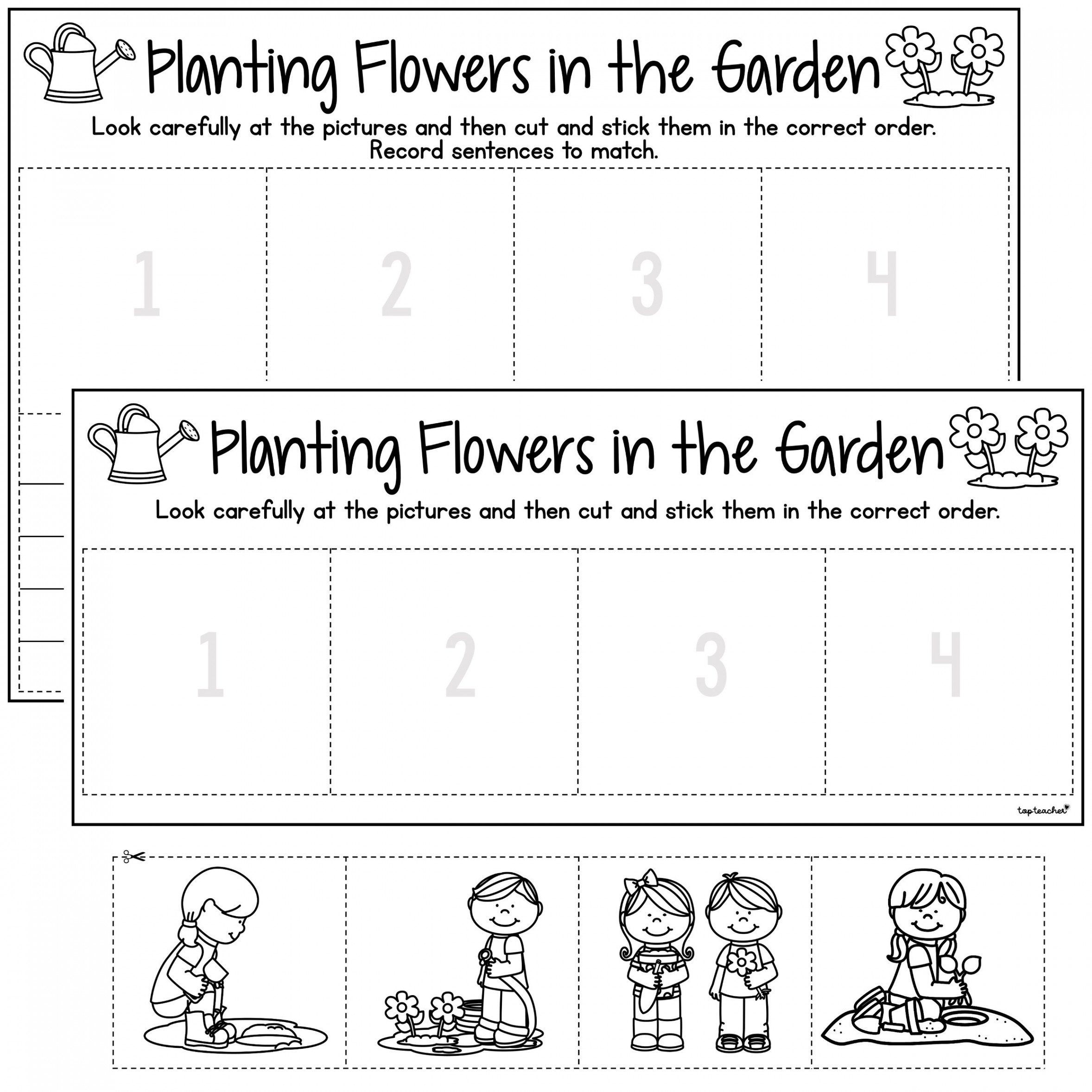 Sequencing Worksheets: Planting Flowers in the Garden - Top Teacher