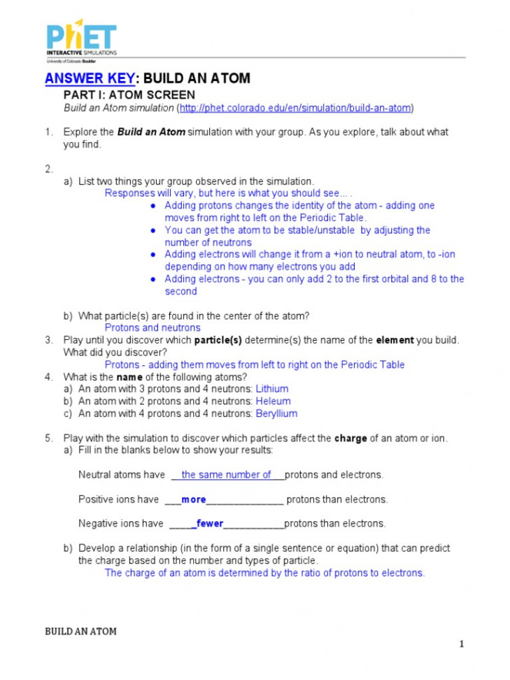 Silo - Tips Answer Key Build An Atom Part I Atom Screen Build An