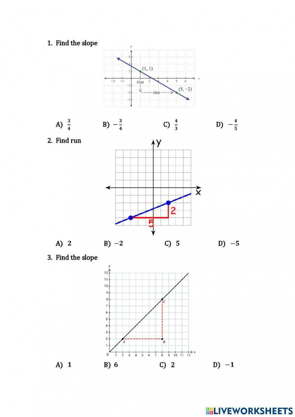 Slope of Line worksheet  Live Worksheets