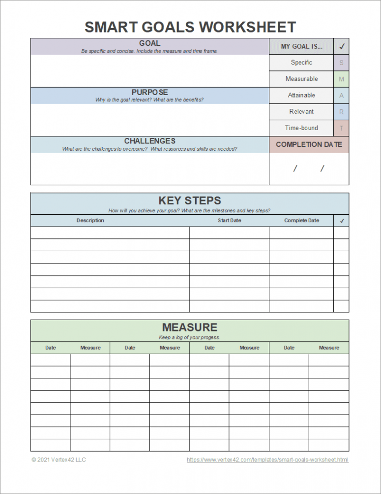 SMART Goals Worksheet Template