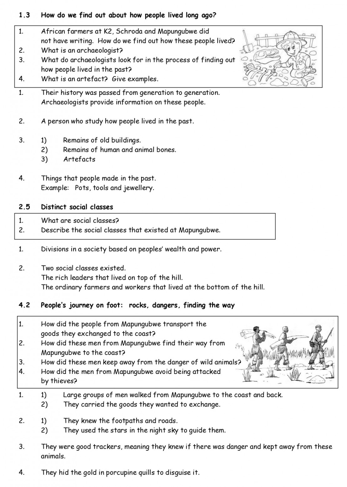 SOCIAL SCIENCE GRADE  HISTORY QUESTIONS AND ANSWERS TERM  • Teacha!