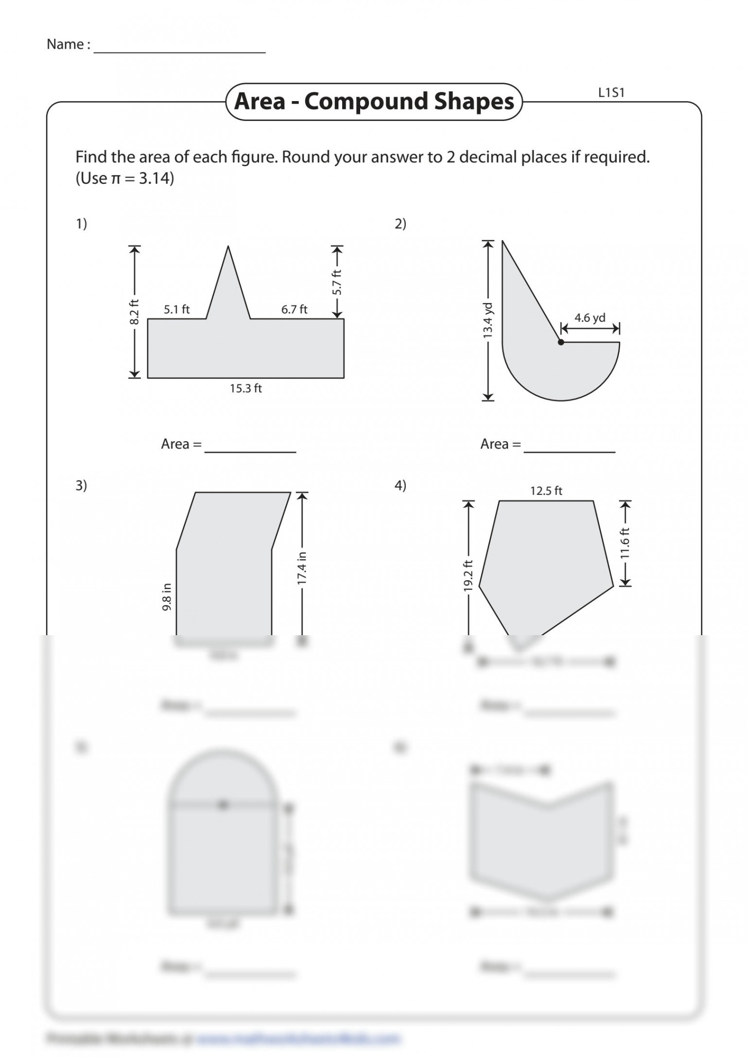 SOLUTION: Area compund shapes  - Studypool