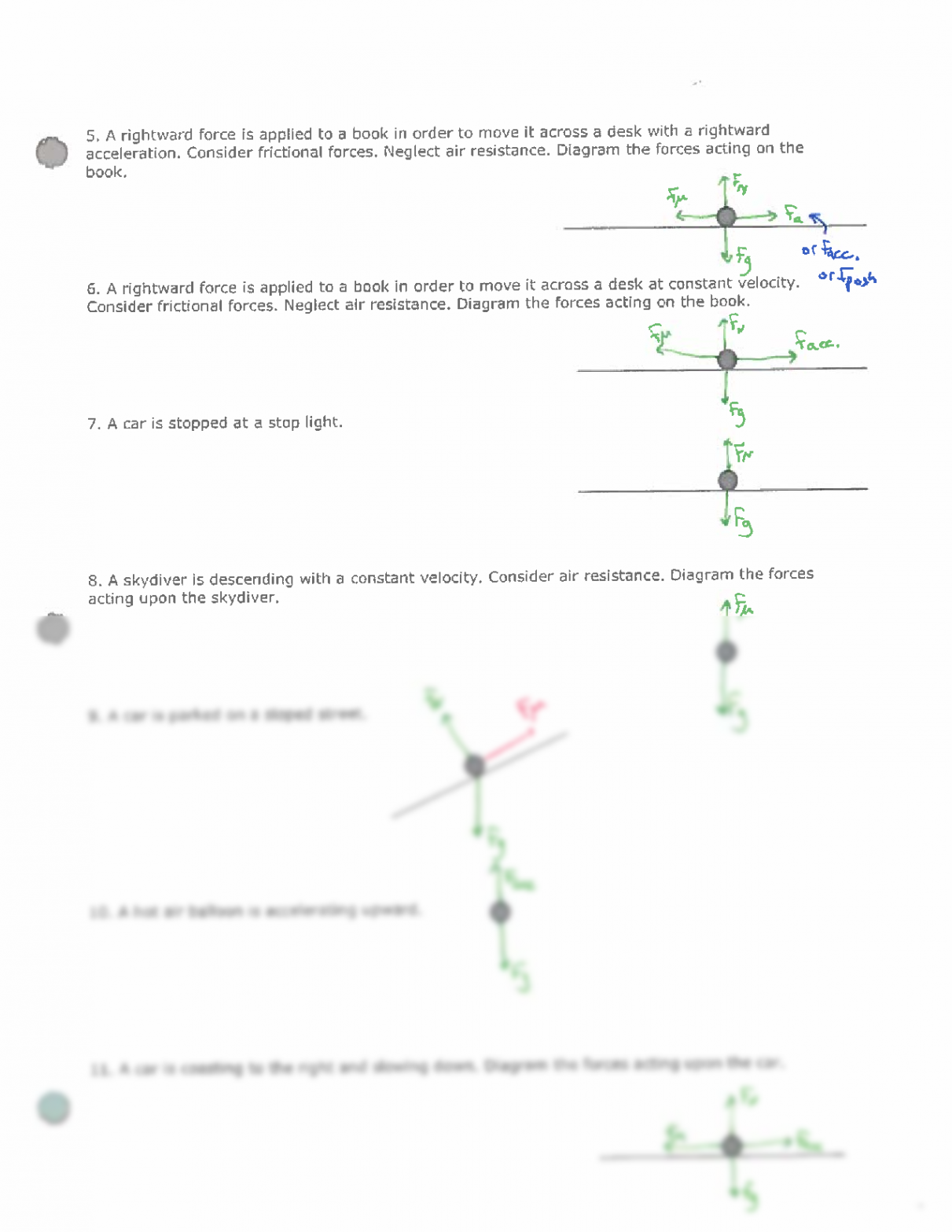 SOLUTION: Free body diagram worksheet with answers - Studypool