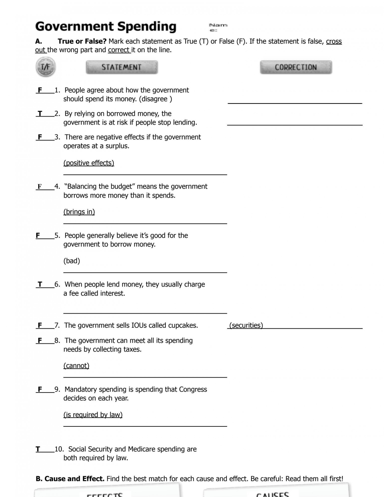 SOLUTION:   government spending worksheet   - Studypool