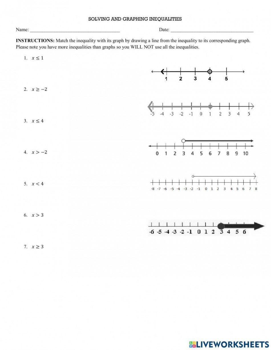 Solving and Graphing Inequalities worksheet  Live Worksheets