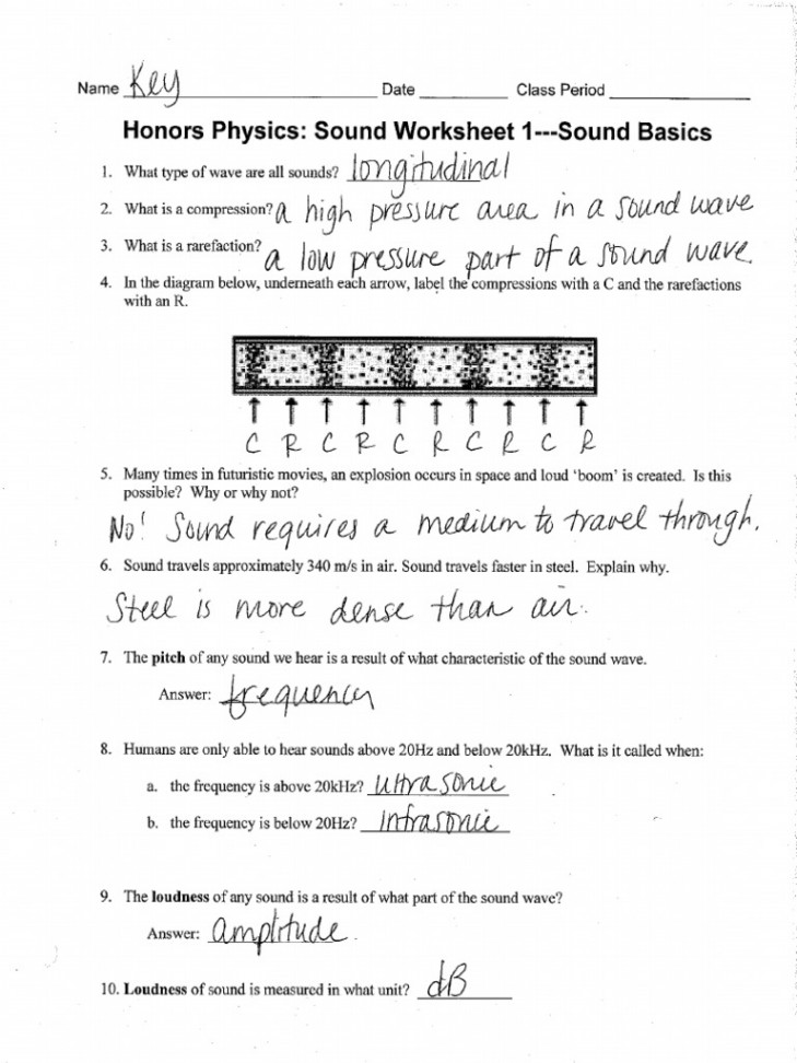 Sound Worksheet -KEY  PDF