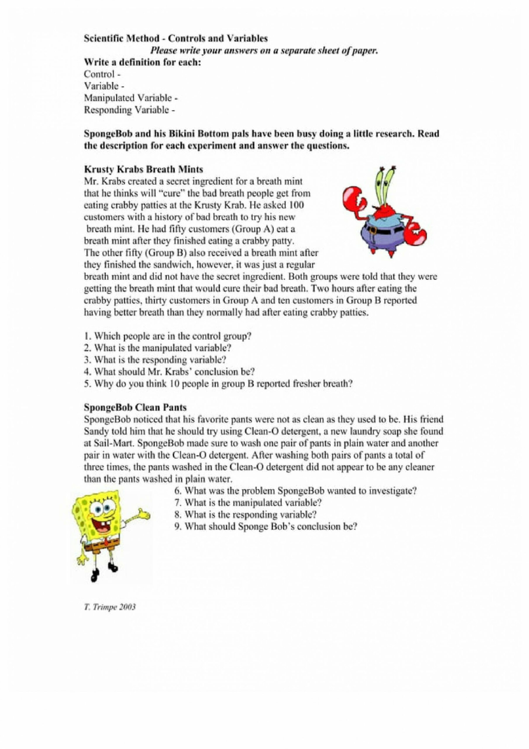 Spongebob Controls Variables by Lisa Belton - Issuu