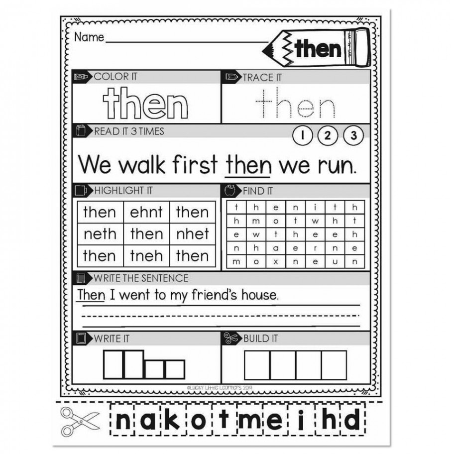 st Grade Sight Word Worksheets - Then