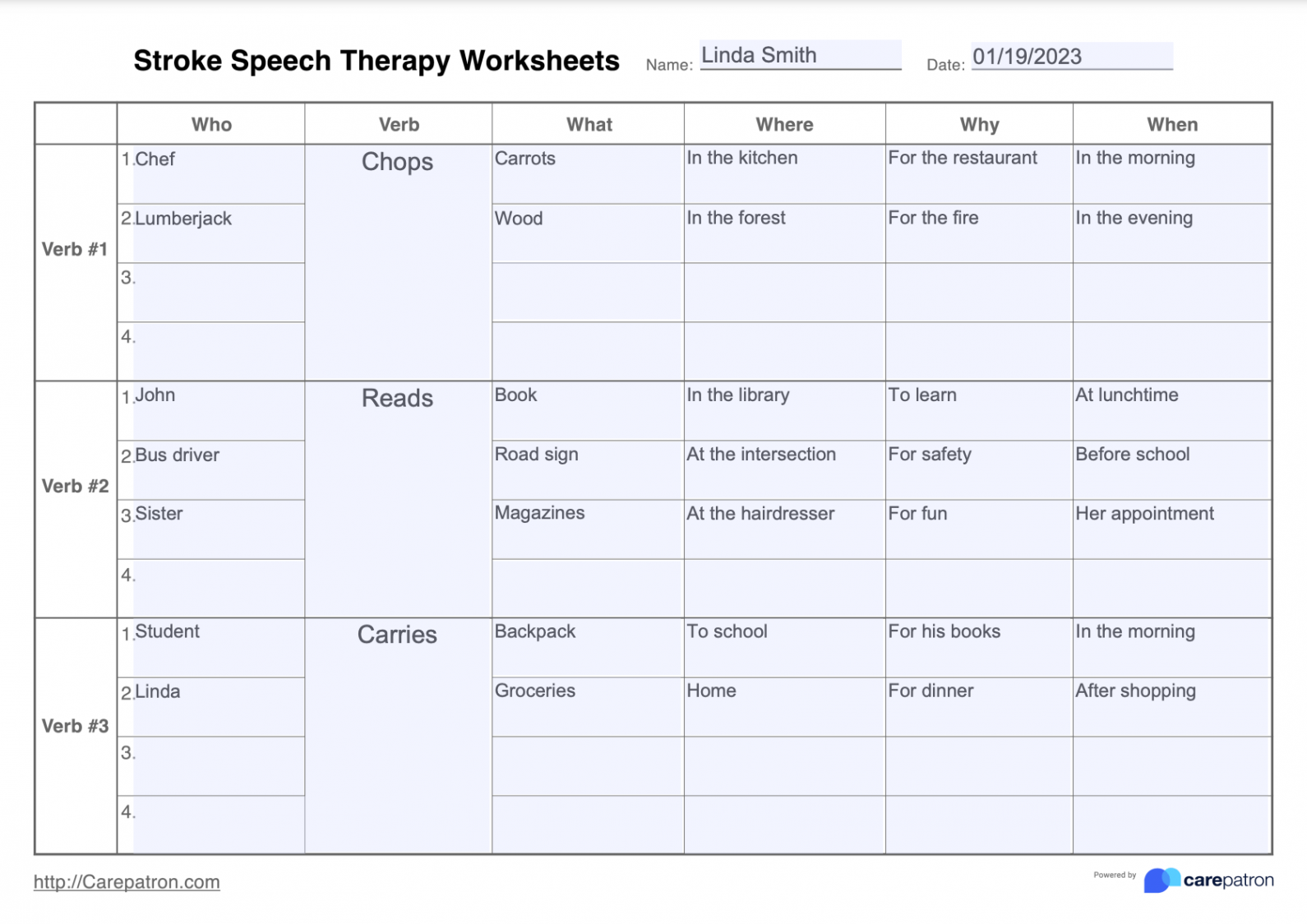 Stroke Speech Therapy Worksheet & Example  Free PDF Download