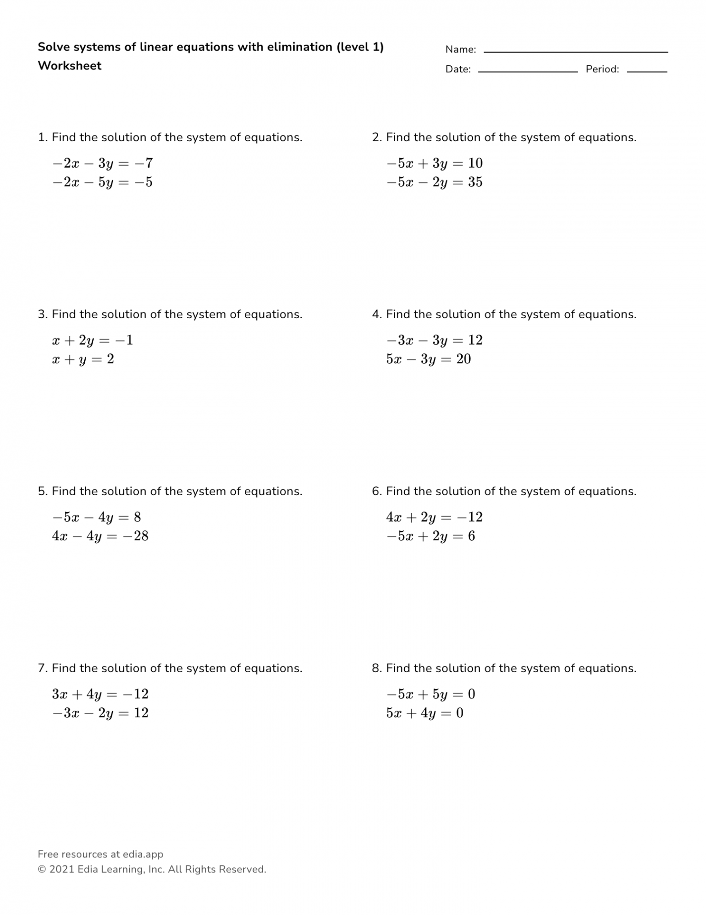 Systems Of Equations Solving Two Variable Systems Of