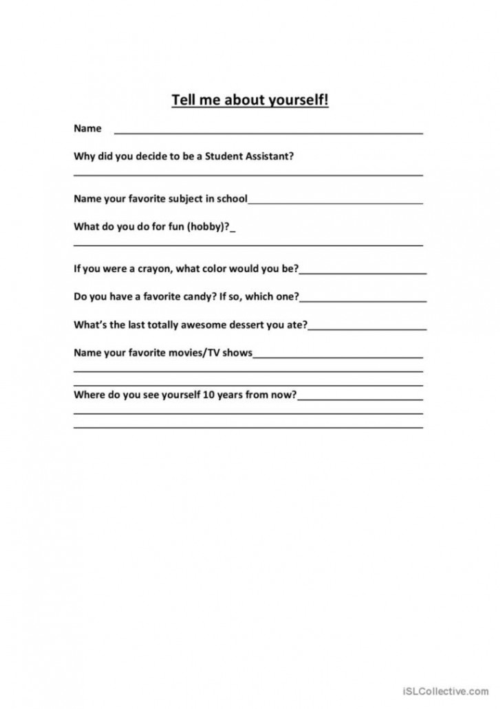 Tell Me About Yourself discussion st: English ESL worksheets pdf