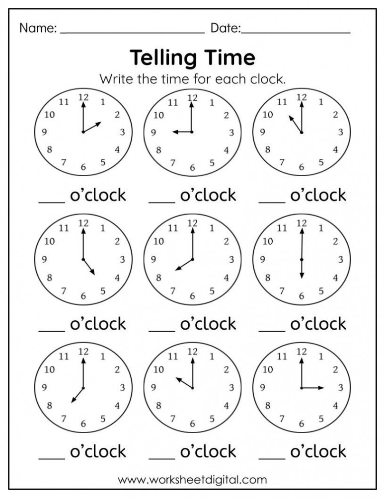 Telling Time to the Hour Worksheet Kindergarten First - Etsy