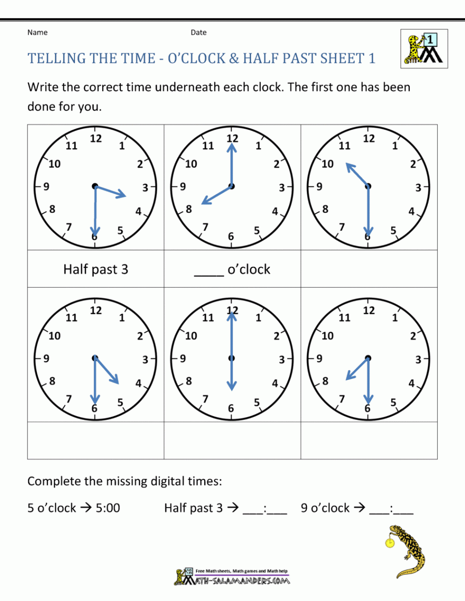 Telling Time Worksheets - O