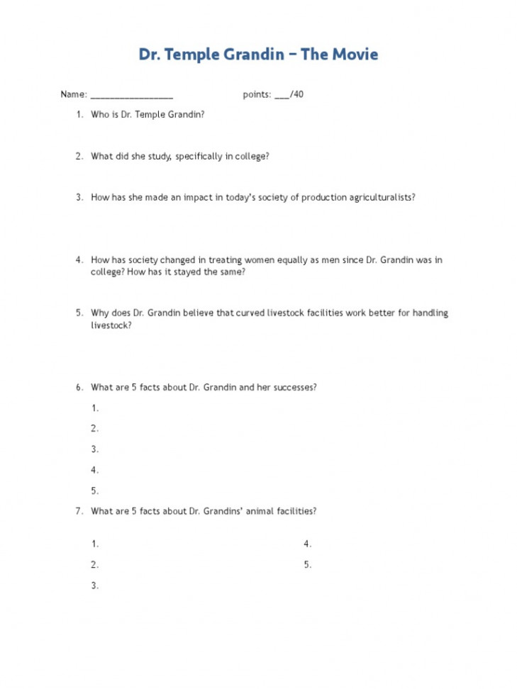 Temple Grandin The Movie Worksheet  PDF