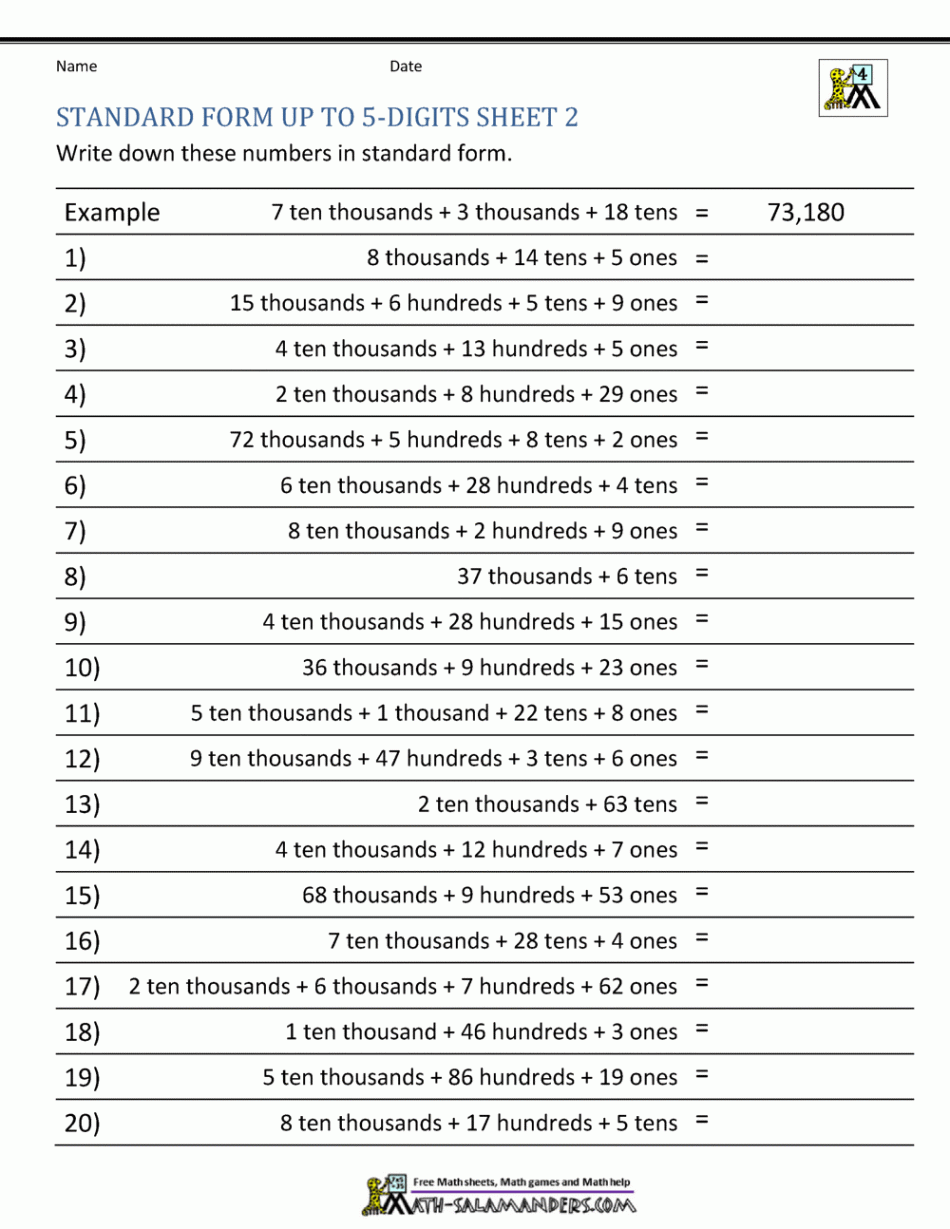 th Grade Place Value Worksheets