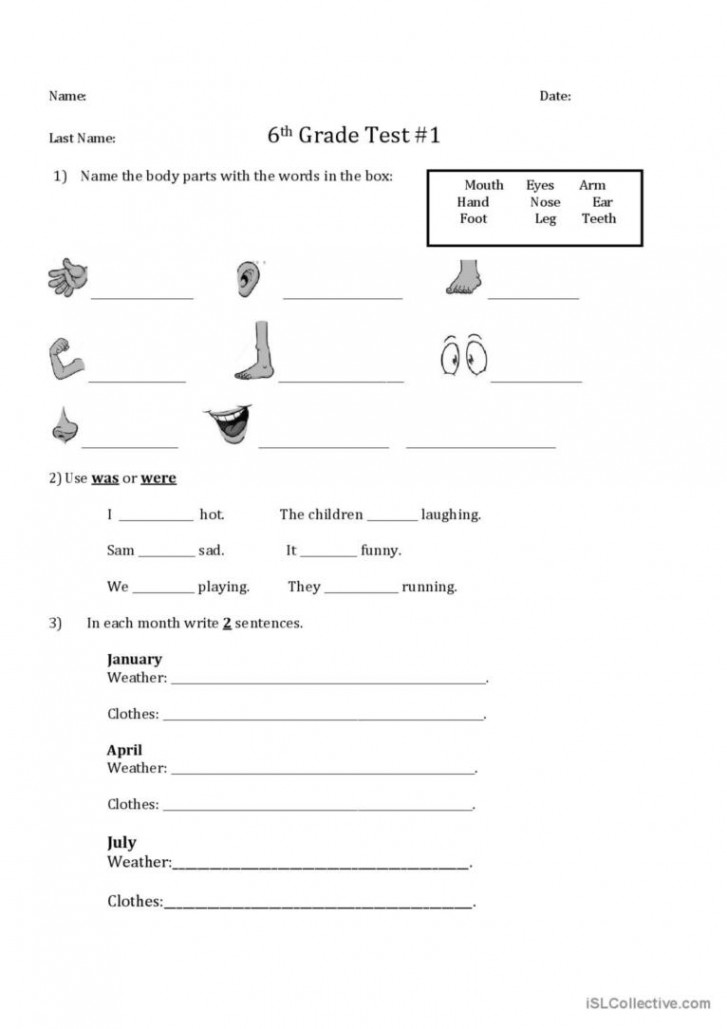 th Grade Test: English ESL worksheets pdf & doc