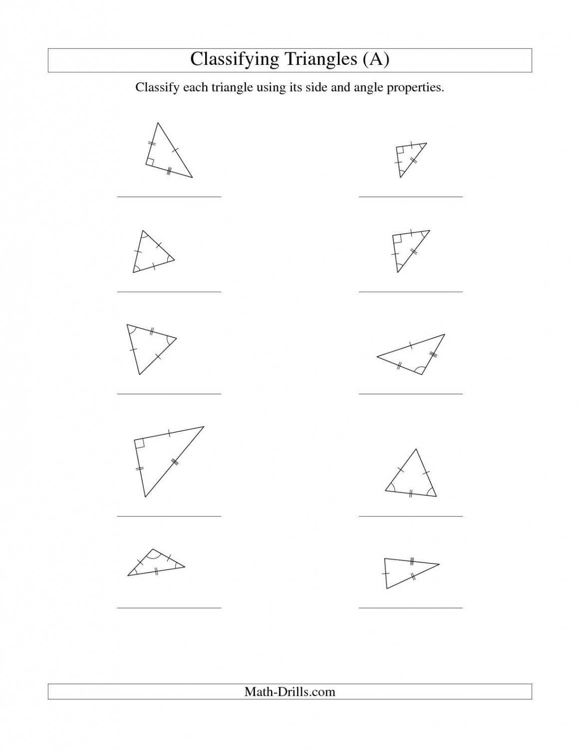 The Classifying Triangles by Angle and Side Properties (A) math