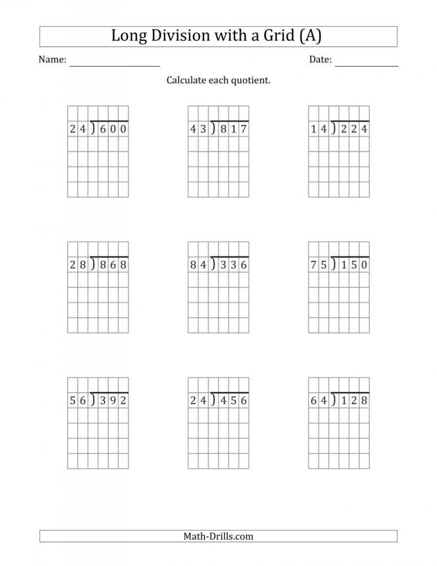 The -Digit by -Digit Long Division with Grid Assistance and NO