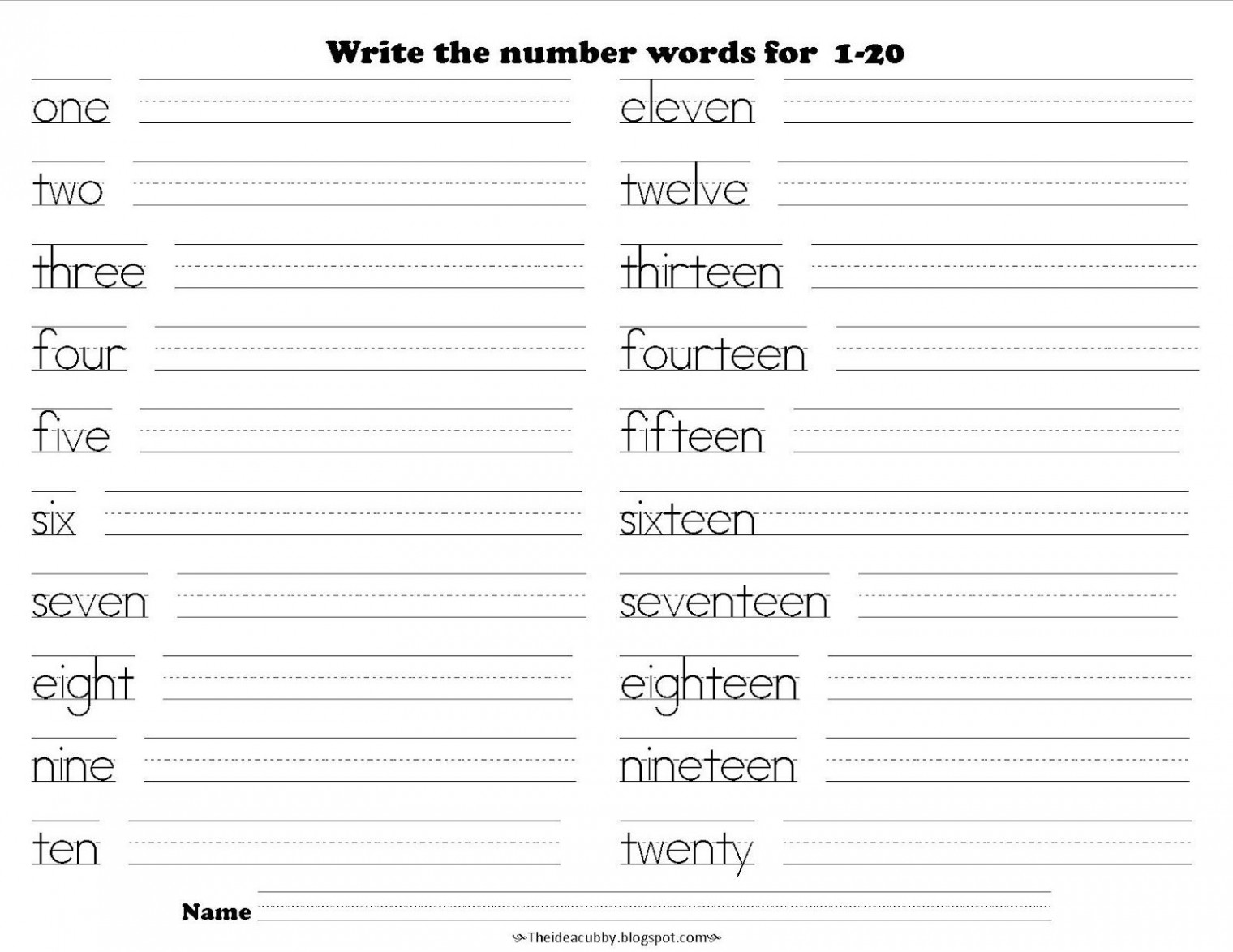 The Idea Cubby: Writing the Number Words  Number words worksheets