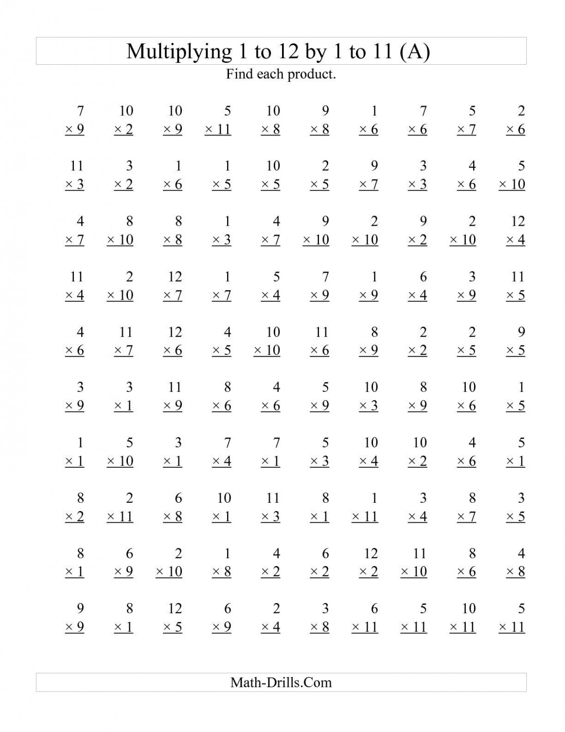 The  Vertical Questions -- Multiplying  to 2 by  to  (A