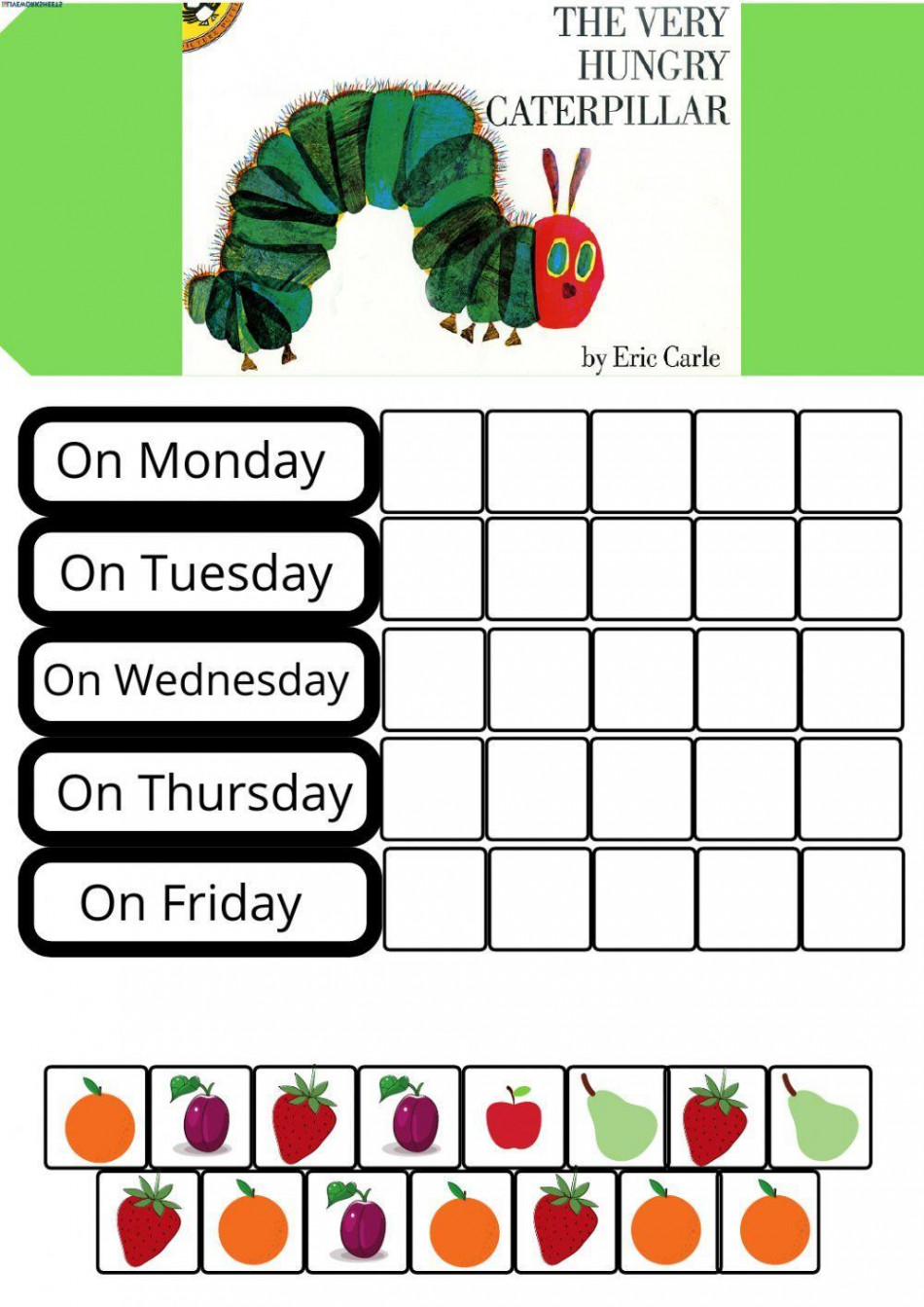 The very hungry caterpillar activity for º  Live Worksheets