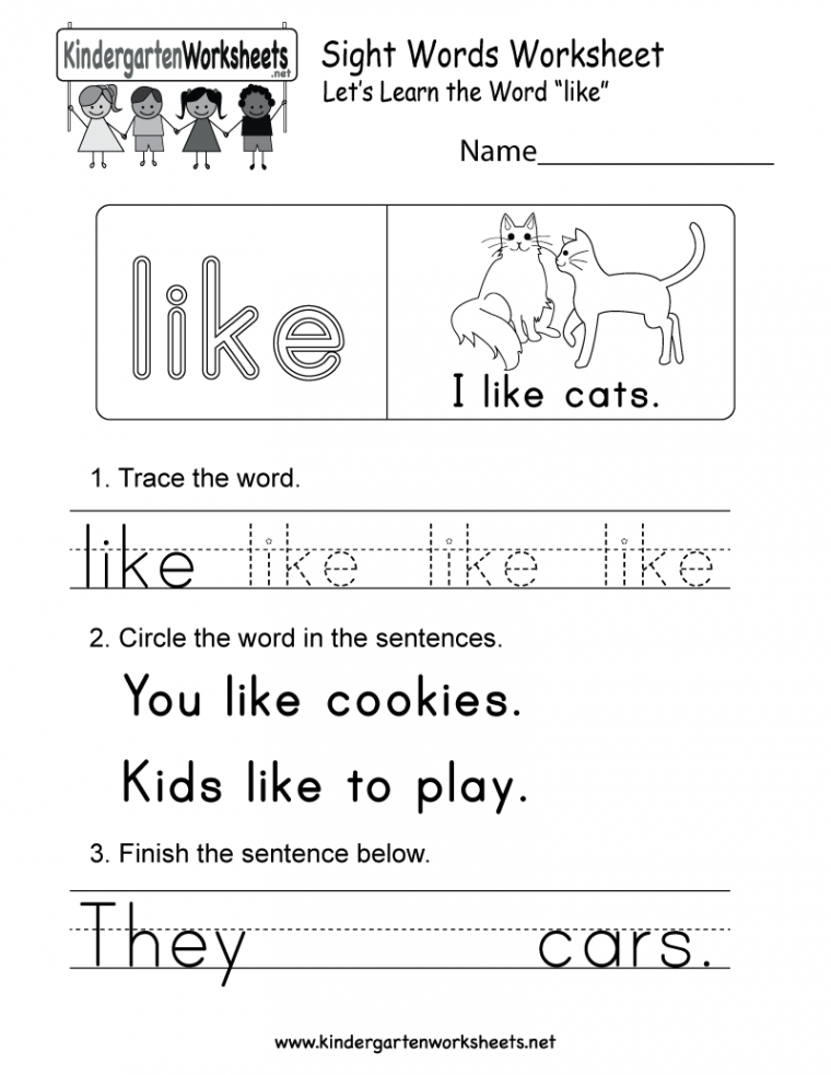 This is a sight word worksheet for the word "like"