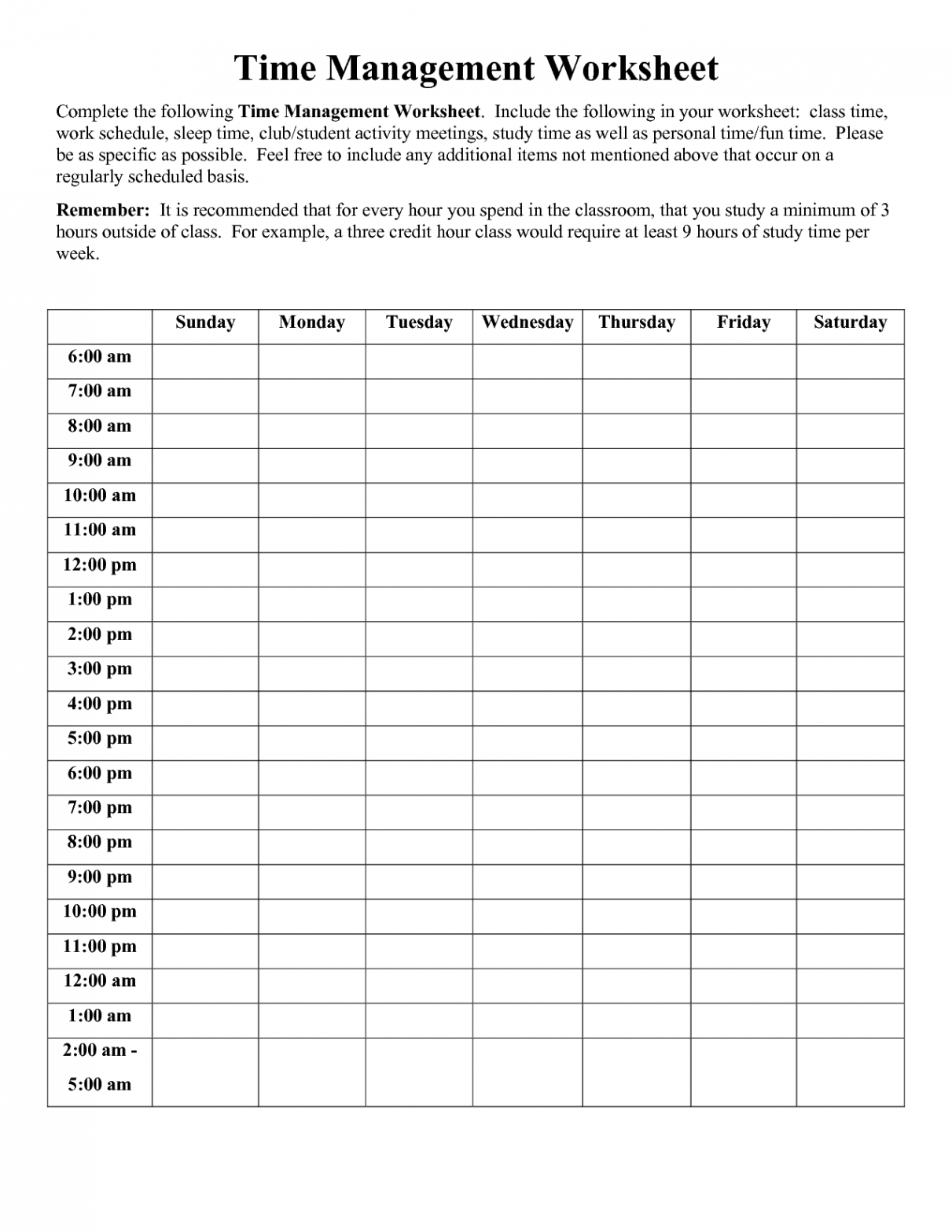 Time Management Worksheet PDF  Time management worksheet, Time