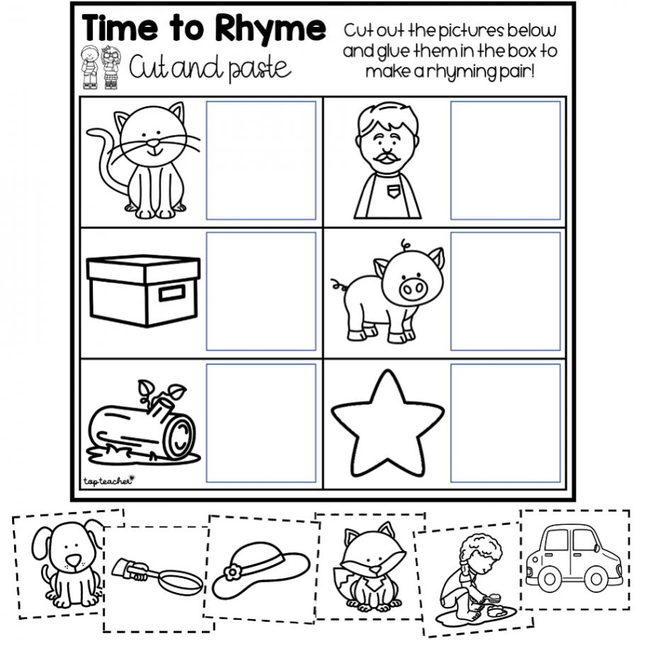 Time to Rhyme: Cut and Paste Worksheets - Top Teacher