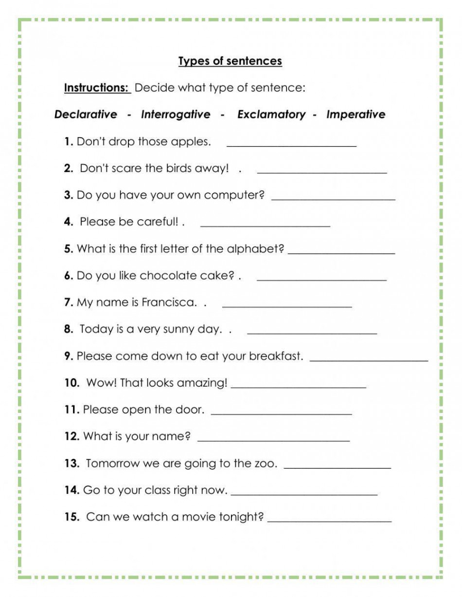 Types of sentences online worksheet  Live Worksheets