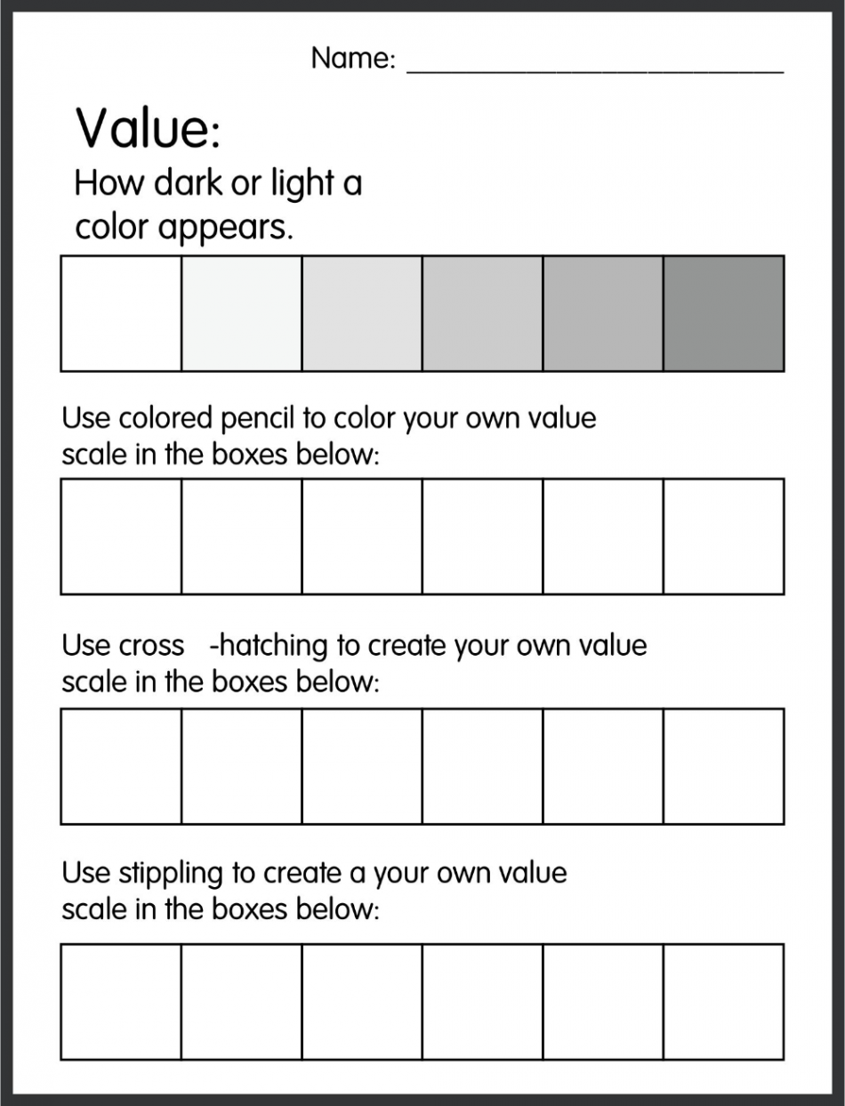 Value Scale Drawing Worksheet  Color art lessons, Value in art