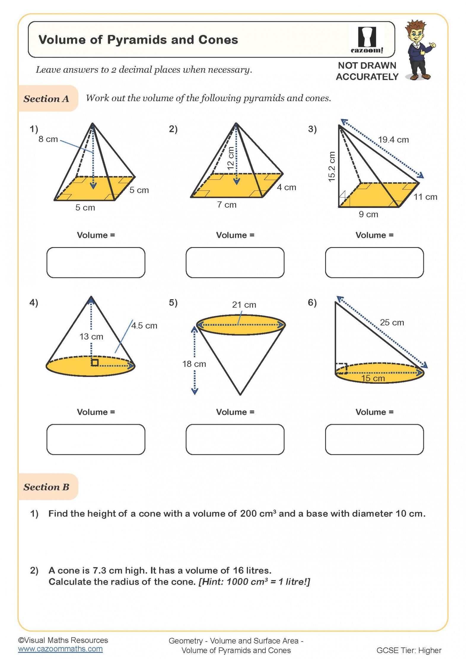 Volume of Pyramids and Cones Worksheet  Fun and Engaging PDF