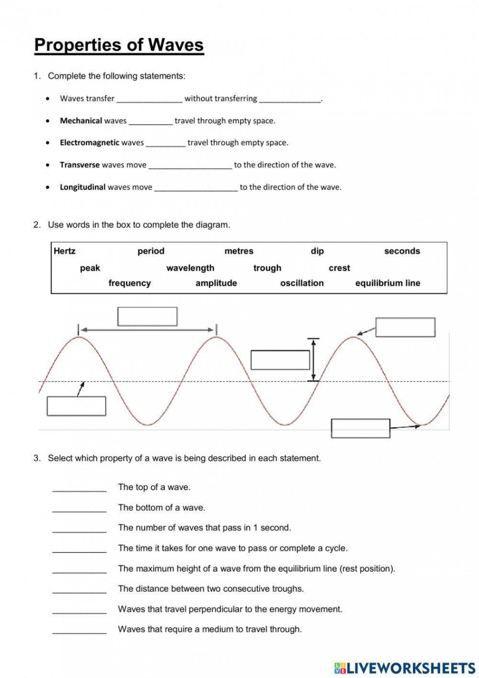 Wave Properties exercise  Live Worksheets