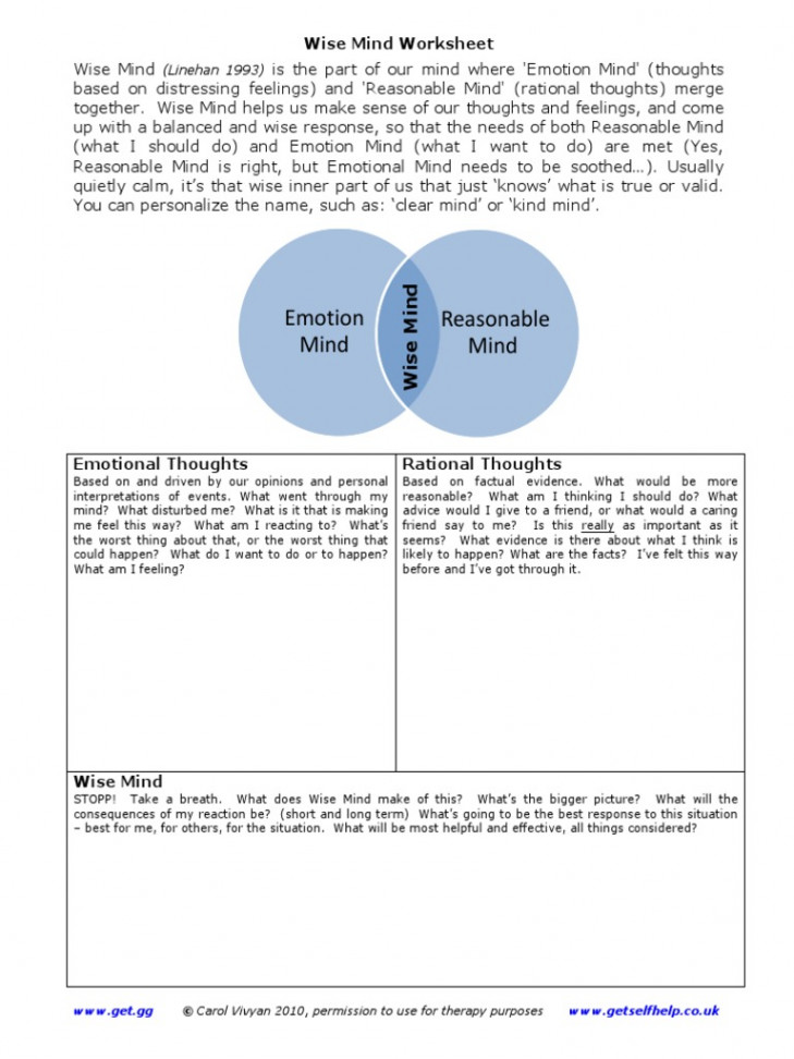 Wise Mind Worksheet  PDF