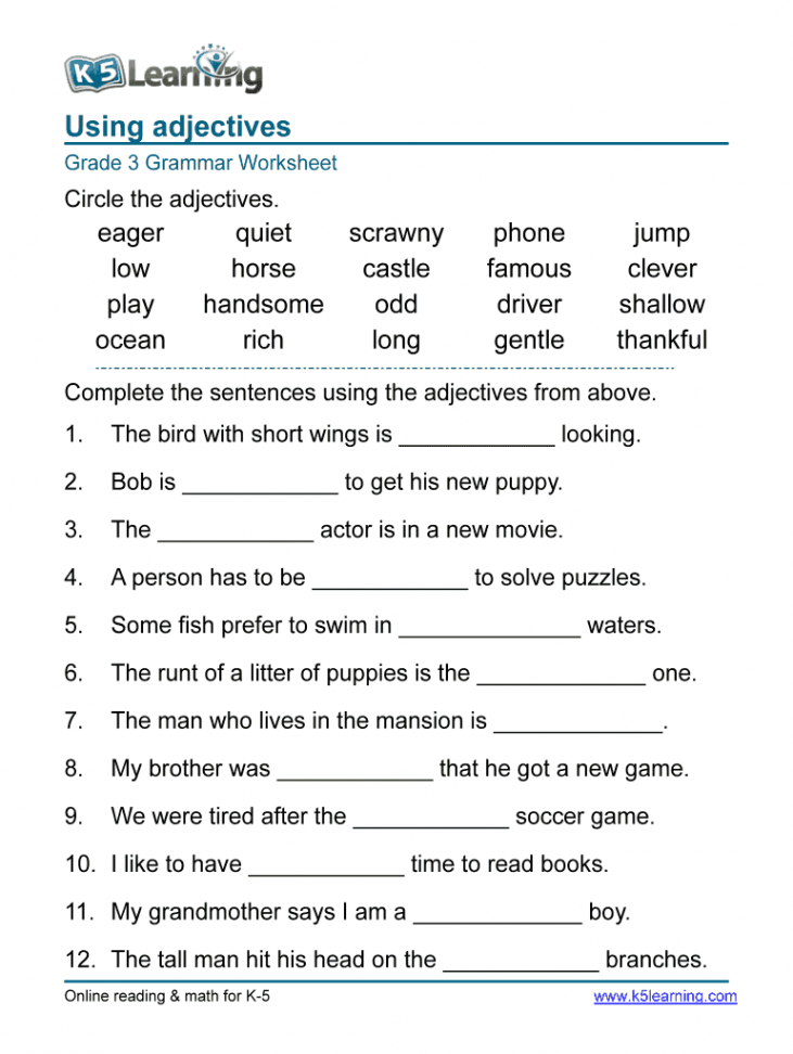 Worksheet Adjectives - Fill Online, Printable, Fillable, Blank