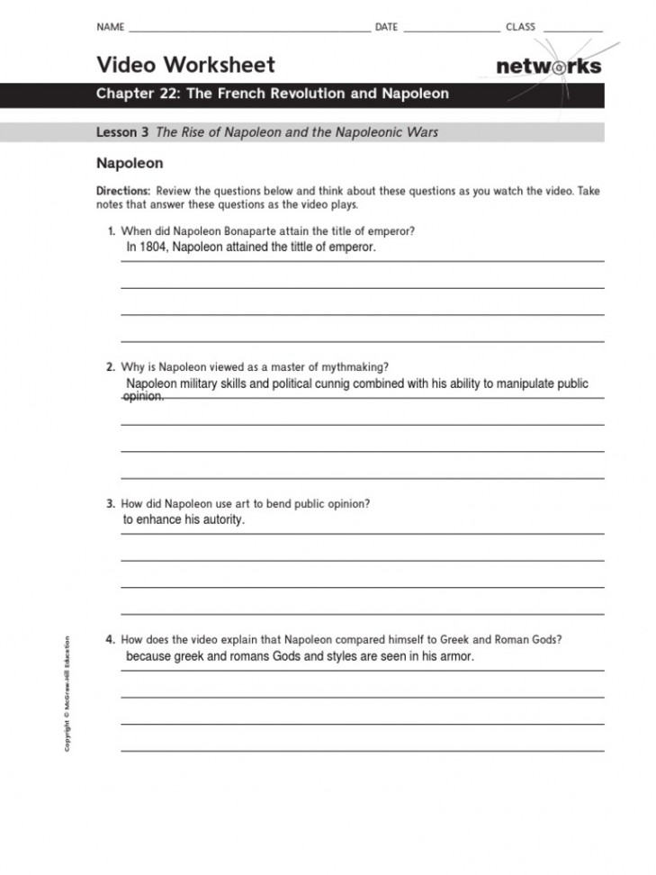 Worksheet: The French Revolution and Napoleon  PDF