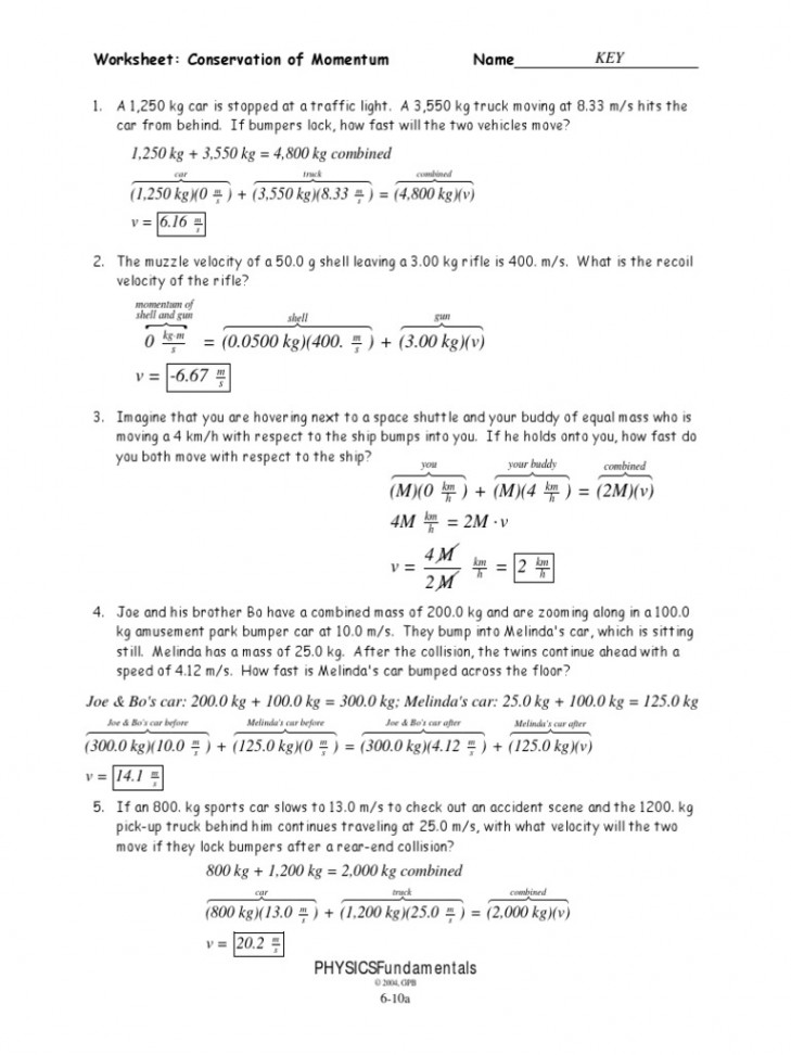 ab Conservation of Momentum WKST Key  PDF  Momentum  Physics