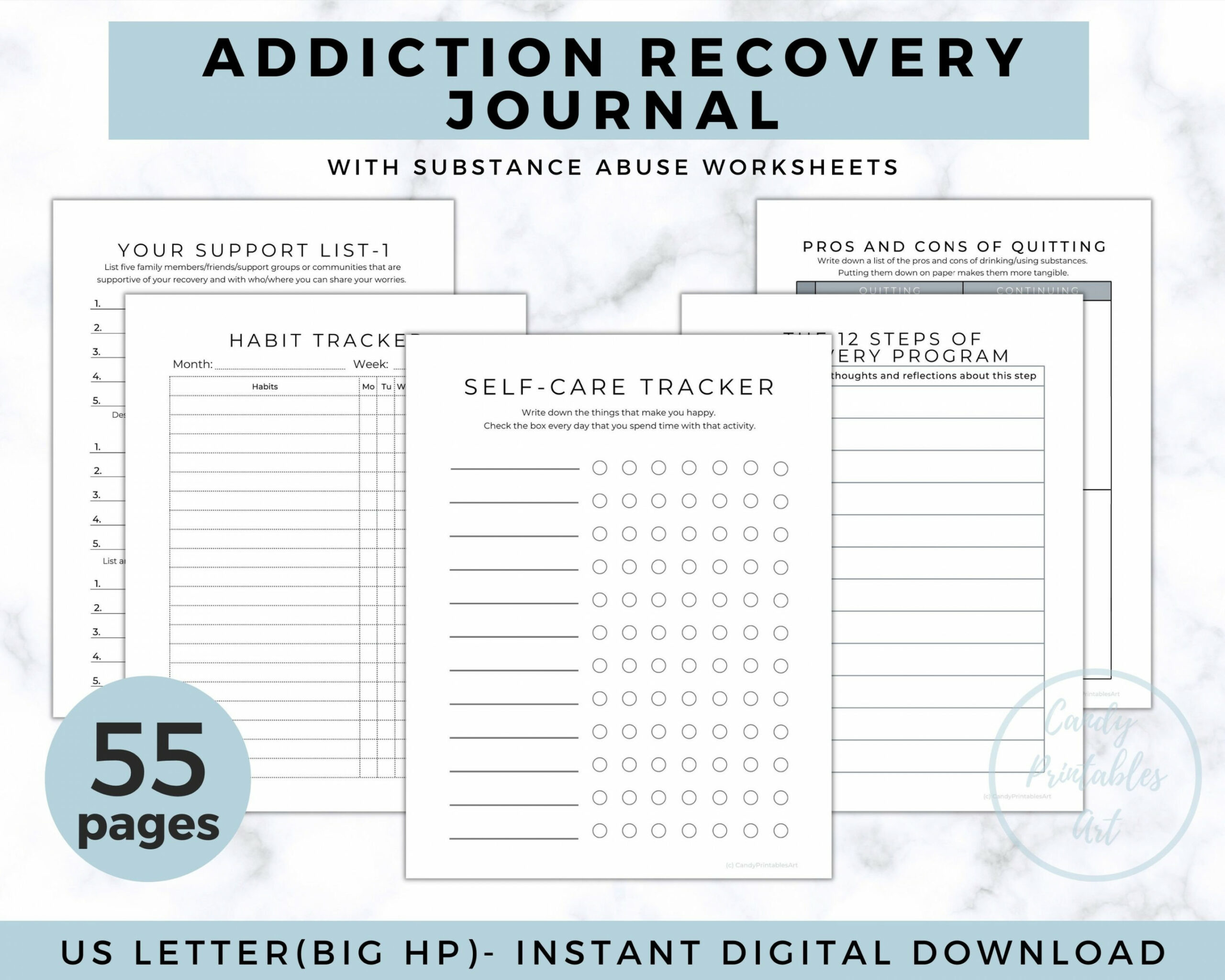 Addiction Recovery Worksheets Substance Use Therapy Sobriety