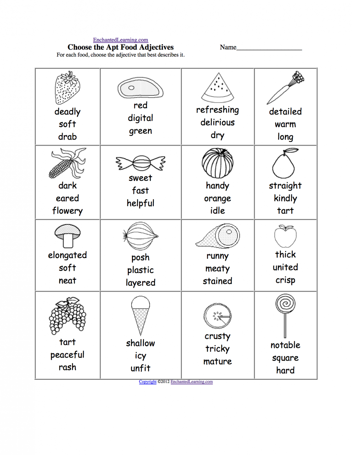 Adjective and A List of Adjectives: EnchantedLearning